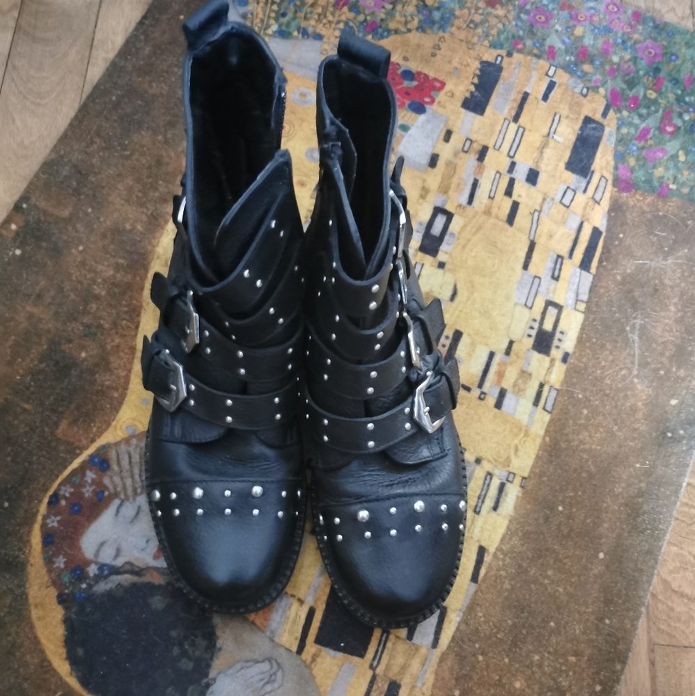 Leather Studded Boots Womens 37 l'intervalle